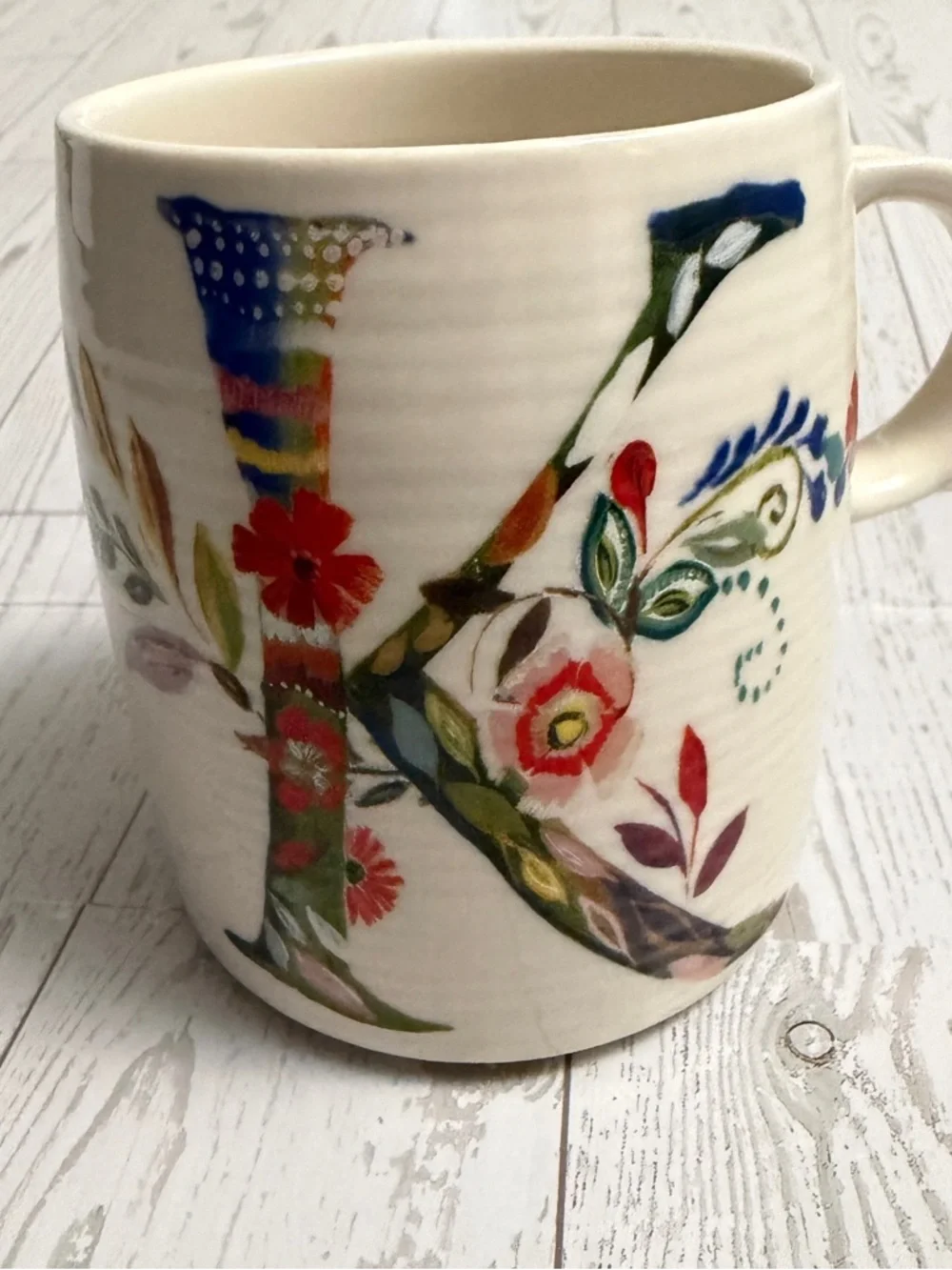 Anthropologie Coffee Cup Mug Inital Letter‎ K Monogram by Starla M Halfmann